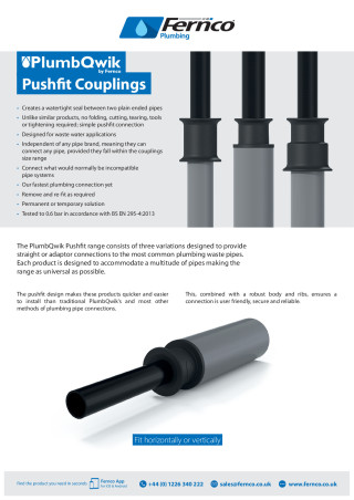 Fernco PlumbQwik Pushfit Couplings datasheet 2